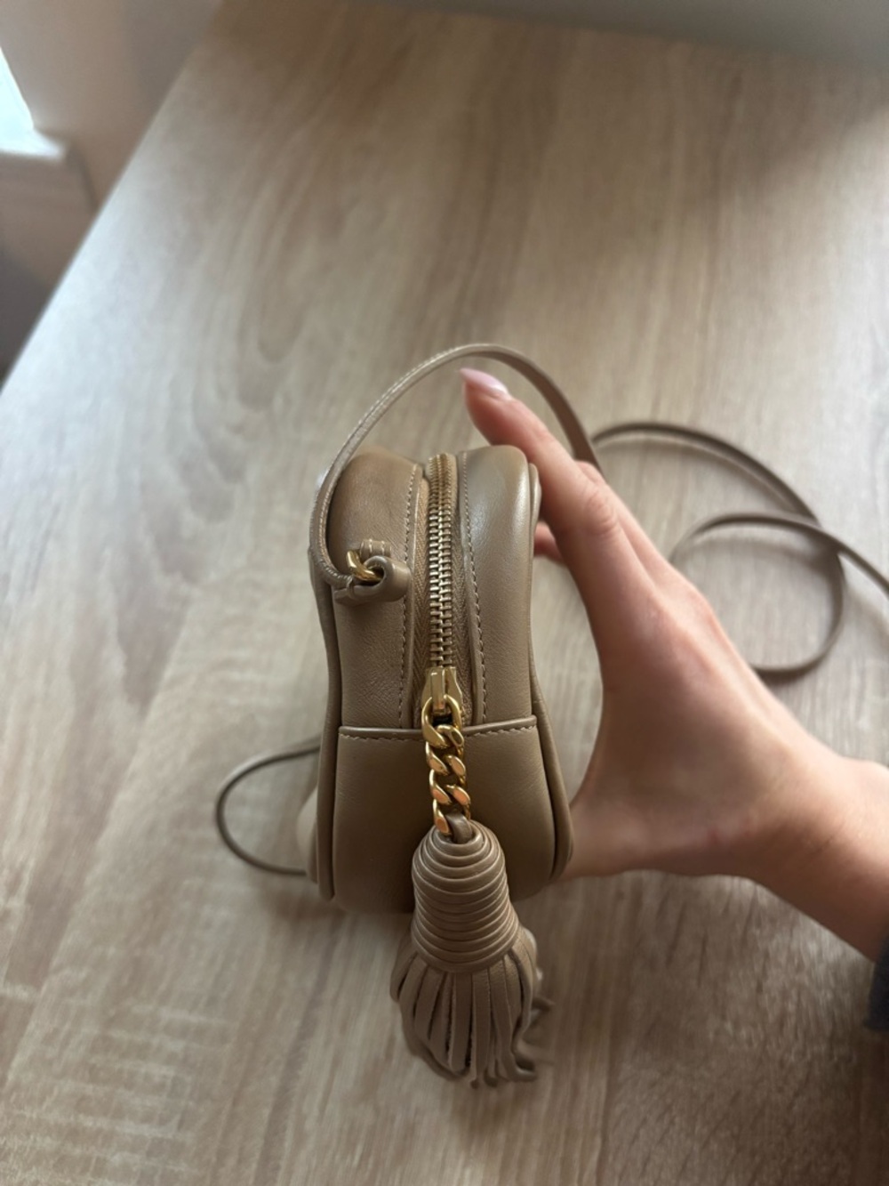 Saint Laurent Beige Crossbody Blogger Bag with Tassel and YSL Logo - Picture 4 of 7